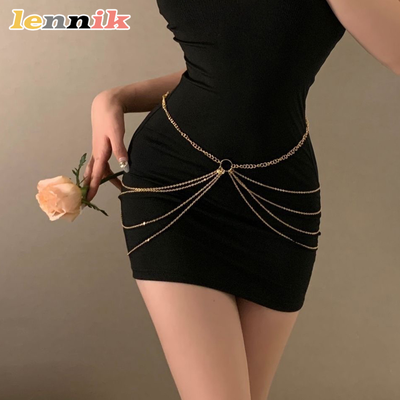 Body Jewelry Online - LENNIK พู่โลหะ Multi-Layer เอว CHAIN,ผู้หญิง 3D