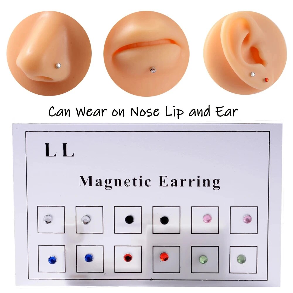 Body Jewelry Labret - 12 ชิ้น/การ์ดปลอม Cheater ไม่เจาะแม่เหล็กหู Tragus Cartilage