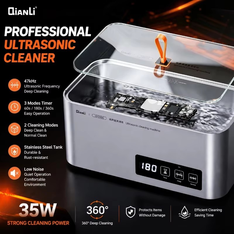 Body Jewelry Cleaner - เครื่องทำความสะอาดอัลตราโซนิก QIANLI QX9000 35W 47kHz ตัวเครื่องโลหะและกระจก