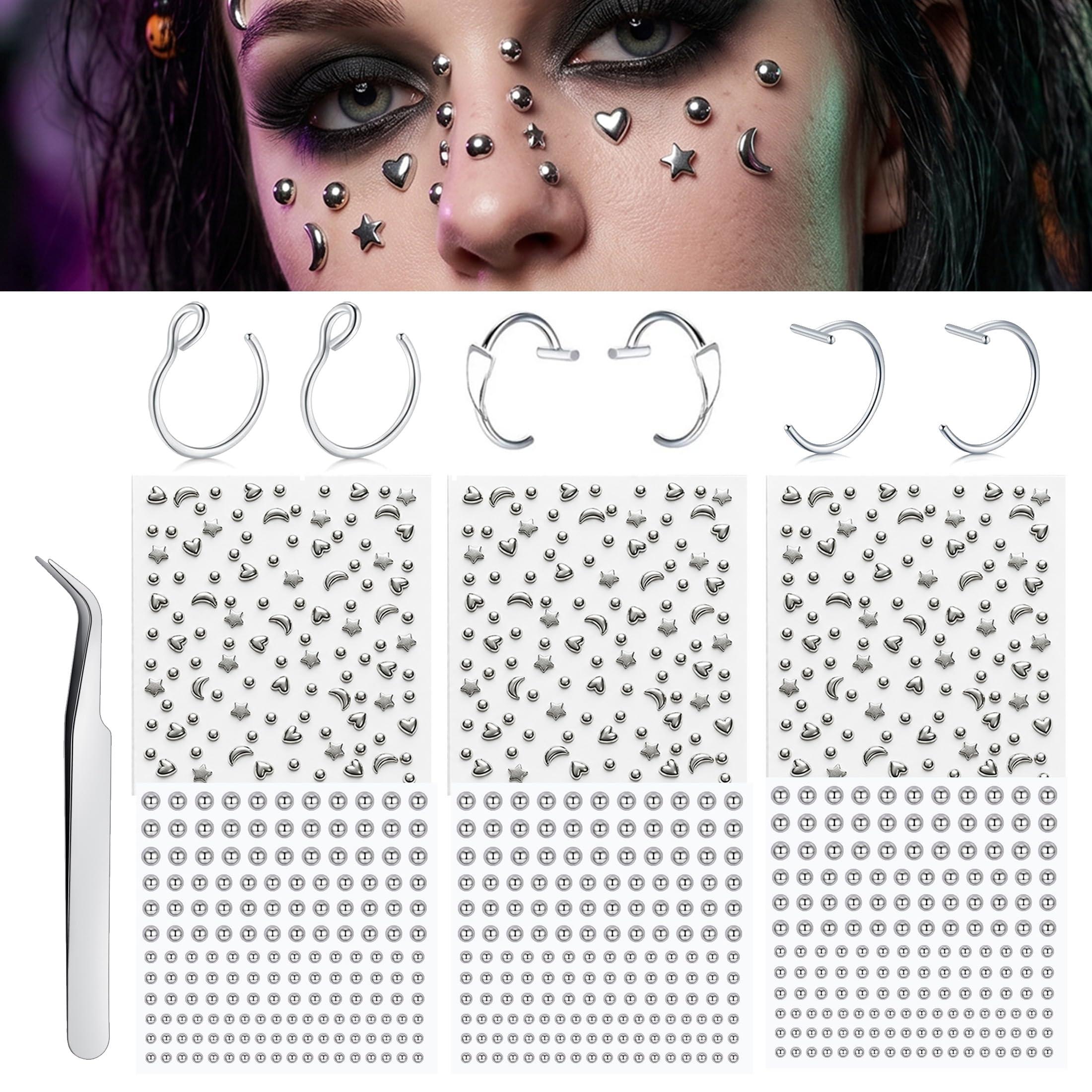 Body Jewelry Labret - ลูกบอลเจาะปลอมติดจมูก ต่างหูปลอม ติดคิ้ว ติดริมฝีปาก ต่างหูแบบห่วง ต่างหูแบบแท่ง