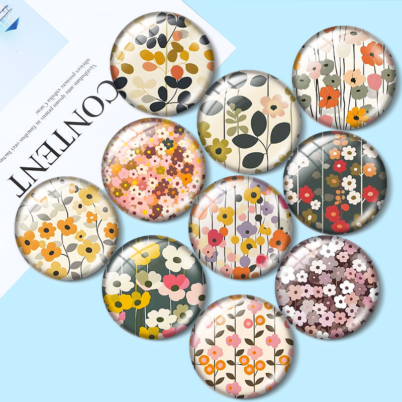 Body Jewelry Top - จี้แก้วลายดอกไม้สไตล์เรโทร ขนาด 12/18/20/25 มม. สำหรับทำสร้อยข้อมือ แหวน