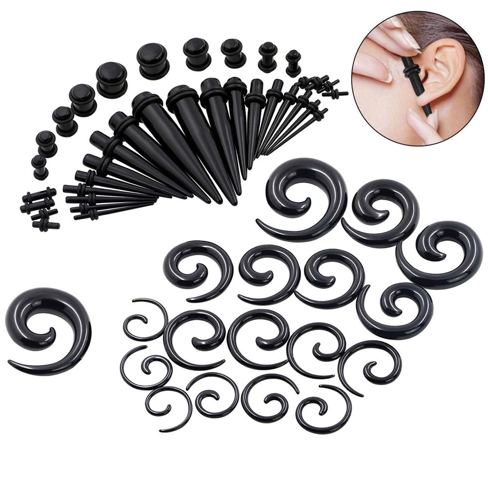 Body Jewelry Tunnels - 1 ชุดหู TAPER Kit สีดําหูเกลียว Expander