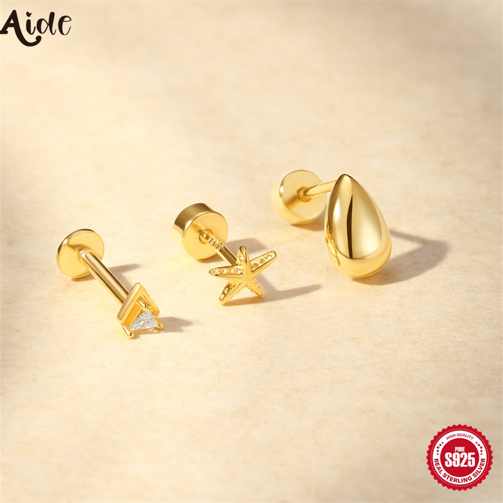 Body Jewelry Labret - Aide ออกแบบใหม่หนาด้านล่างเกลียว Labret ต่างหู 925 เงินสเตอร์ลิงเจาะ
