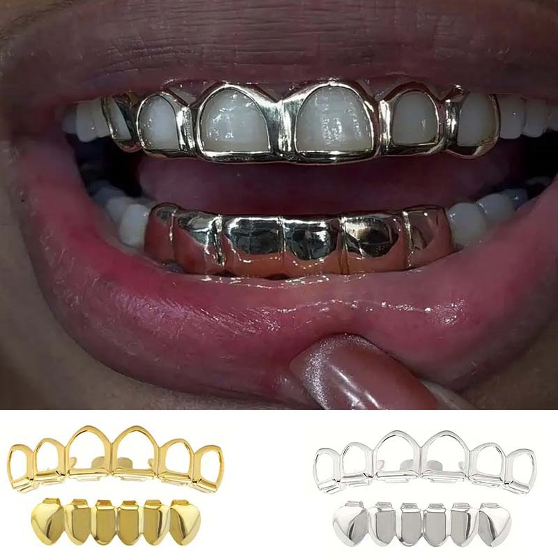 Body Jewelry Stores - ชุดแฟชั่นหกฟัน Hollowed-Out/Smooth Lower ฟัน Hip-Hop เครื่องประดับฟัน,Stage