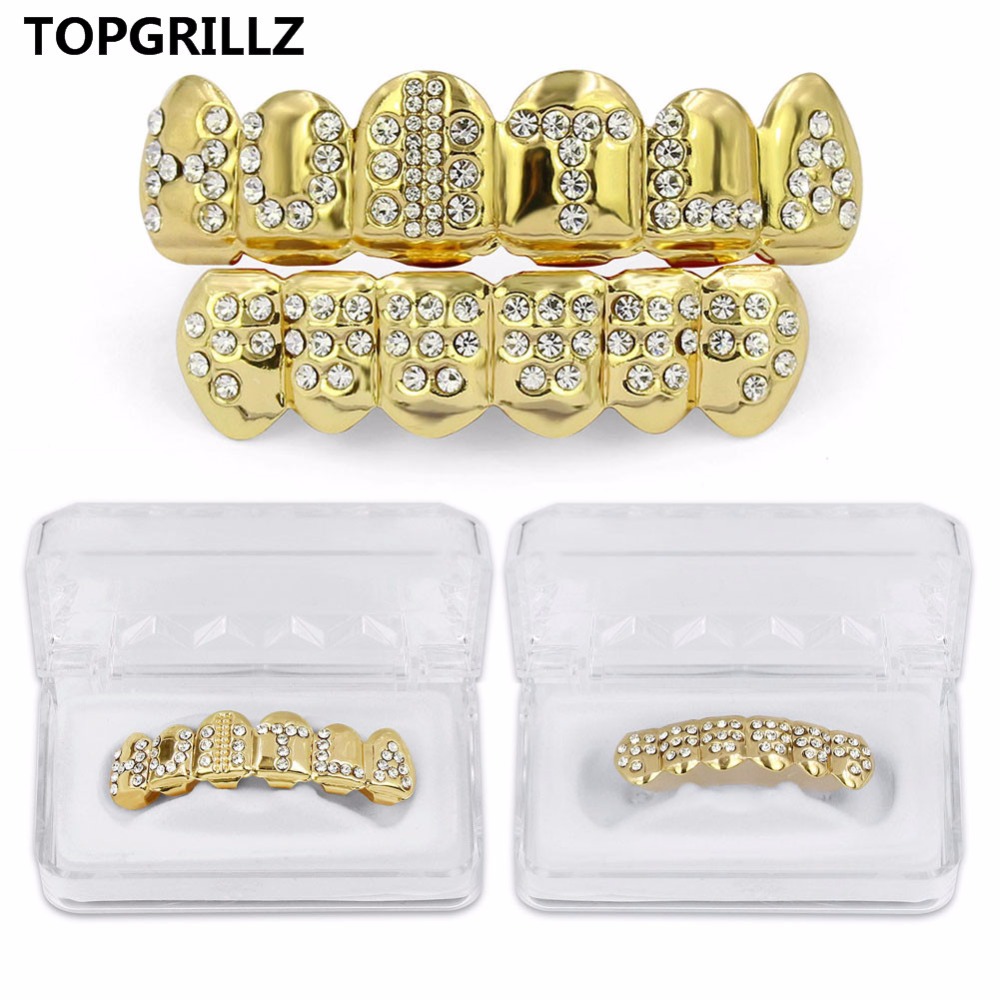 Body Jewelry Stores - TOPGRILLZ Gold Plated Iced Out Letter