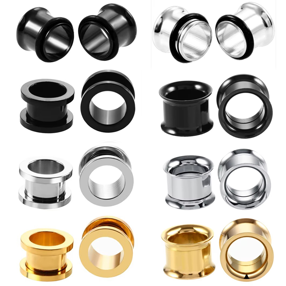 Body Jewelry Tunnels - 1 คู่สแตนเลสสตีลหูปลั๊กอุโมงค์เนื้อต่างหูเครื่องวัดอุโมงค์เจาะหู Expander Stretcher เครื่องประดับ 2-30