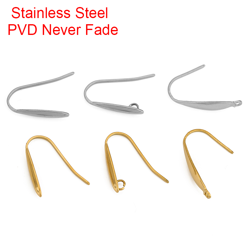 Body Jewelry Top - 10pcs ไม่เคยจางหายสแตนเลสต่างหูตะขอลวดทํา PVD Hypoallergenic ต่างหู Clasps