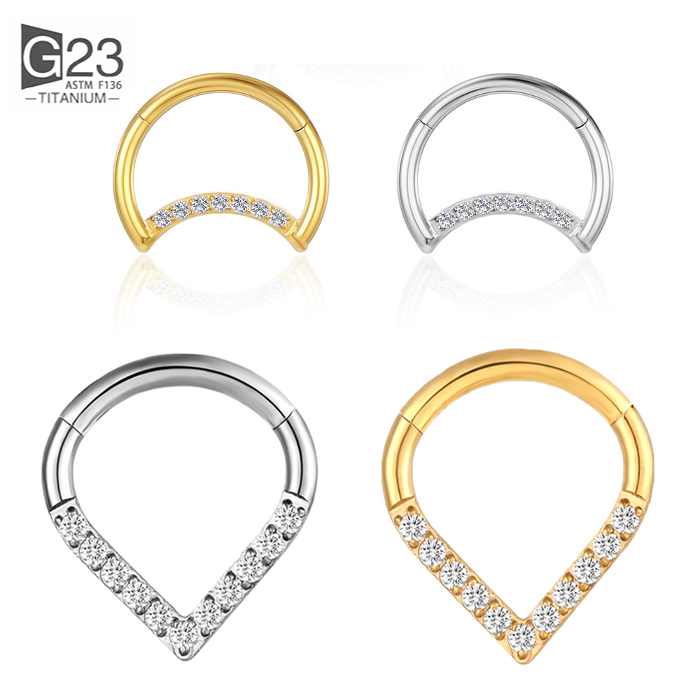 Body Jewelry Labret - F136 ไทเทเนียมบานพับ Tear DROP Segment แหวน