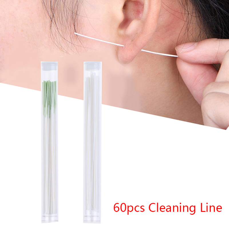 Body Jewelry Cleaner - 60Pcs Piercing เครื่องประดับเครื่องมือทำความสะอาดหู Herb Solution กระดาษไหมขัดฟันหู