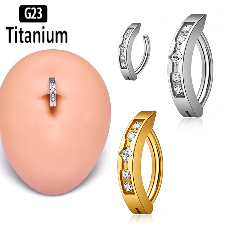 Body Jewelry Implant Grade - แหวนเจาะสะดือ ไทเทเนียมเกรด ASTM F136 แบบคลิกเกอร์ สำหรับเจาะสะดือ