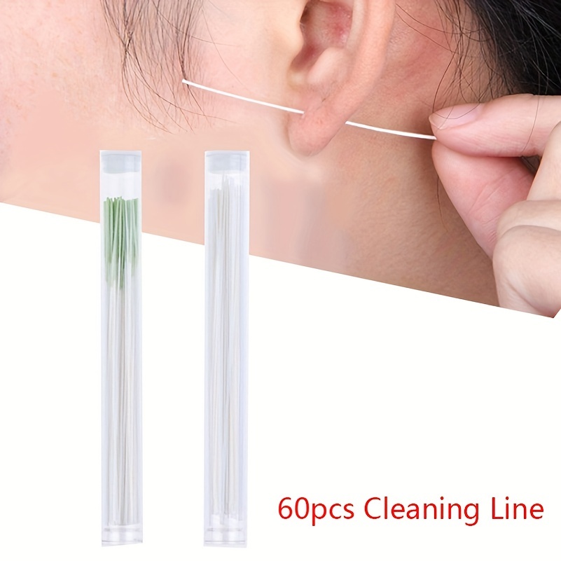 Body Jewelry Cleaner - หูเจาะทําความสะอาดเครื่องมือ 60 ชิ้นสายกระดาษสมุนไพรไหมขัดฟันหู Aftercare เครื่องมือทิ้งต่างหู Hole