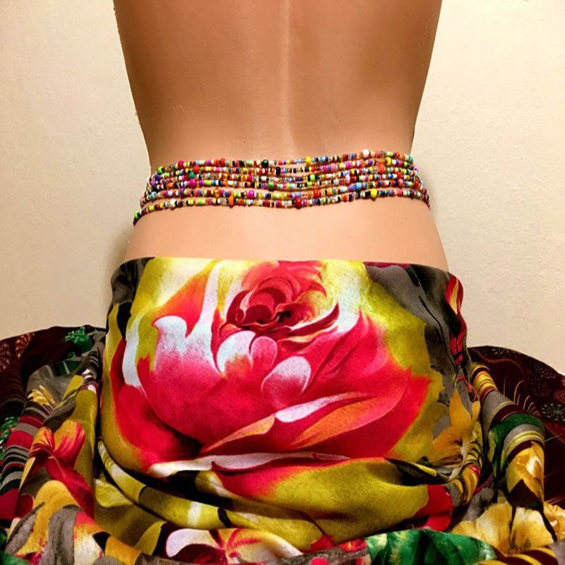 Body Jewelry Women - โซ่ประดับลูกปัดห้อยสะดือสำหรับผู้หญิงโซ่ประดับลูกปัดหลายชั้นสไตล์โบฮีเมียนโซ่ประดับร่างกายสำหรับปาร์ตี้ชายหาด