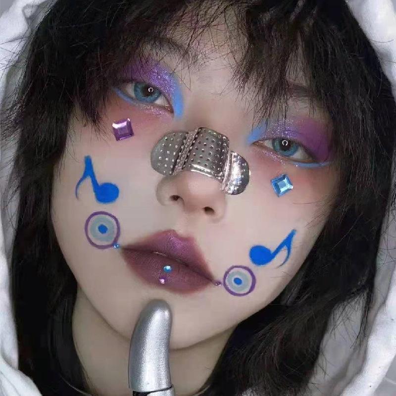 Body Jewelry Tunnels - คลิปหนีบจมูกสไตล์พังก์ แบบไม่ต้องเจาะรูจมูก คลิปหนีบจมูกโลหะ แหวนจมูกปลอม สไตล์ฮิปฮอป เครื่องประดับหน้าแบบหนีบ
