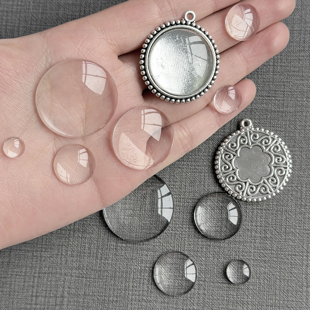 Body Jewelry Top - คาโบชองแก้วใสทรงกลมหลังแบนสำหรับทำจี้รูปภาพ DIY สำหรับทำเครื่องประดับ สร้อยคอ งานฝีมือ ขนาด