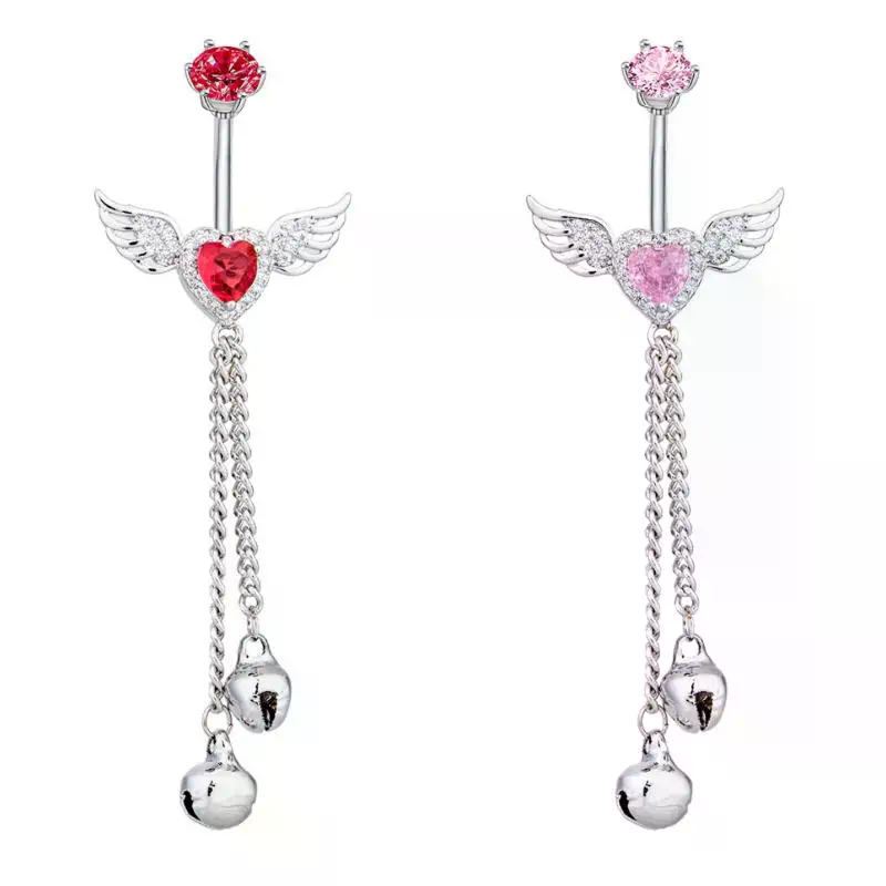 แหวนเจาะสะดือรูปหัวใจประดับเพช - Body Jewelry Tunnels บทวิจารณ์และราคา