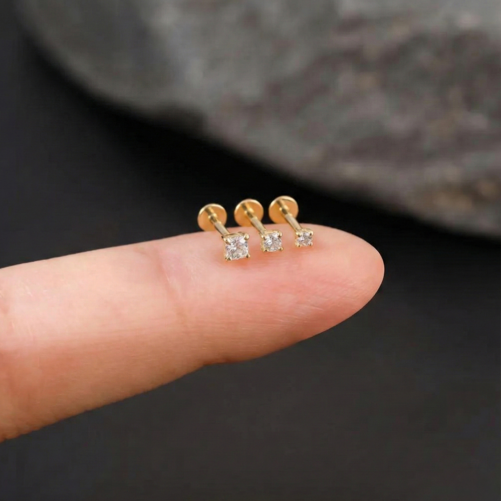 ต่างหูเงินแท้ 925 ประดับเพชรโม - Body Jewelry Labret บทวิจารณ์และราคา