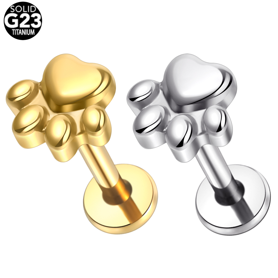 1ชิ้นต่างหูเม็ดกลมพิมพ์อุ้งเท้ - Body Jewelry Implant Grade บทวิจารณ์และราคา