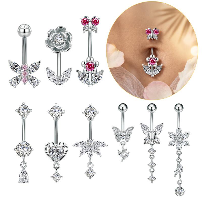 1 ชิ้น แหวนเจาะสะดือประดับเพชร - Body Jewelry Tunnels บทวิจารณ์และราคา