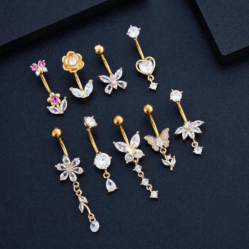 1 ชิ้น แหวนเจาะสะดือประดับเพชร - Body Jewelry Tunnels บทวิจารณ์และราคา
