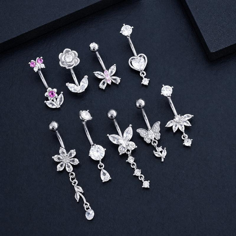1 ชิ้น แหวนเจาะสะดือประดับเพชร - Body Jewelry Tunnels บทวิจารณ์และราคา