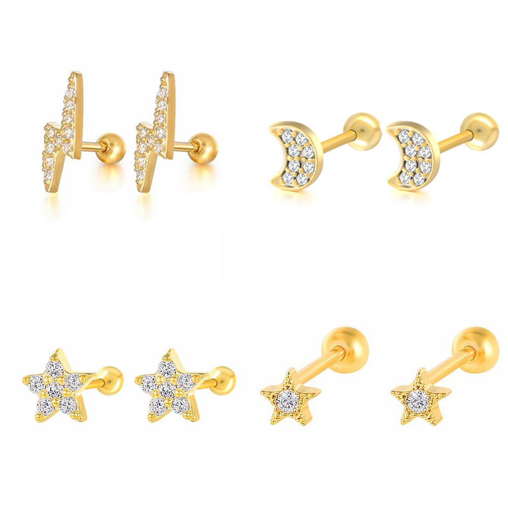 Star Moon กระดูกอ่อนต่างหูเกาห - Body Jewelry Labret บทวิจารณ์และราคา