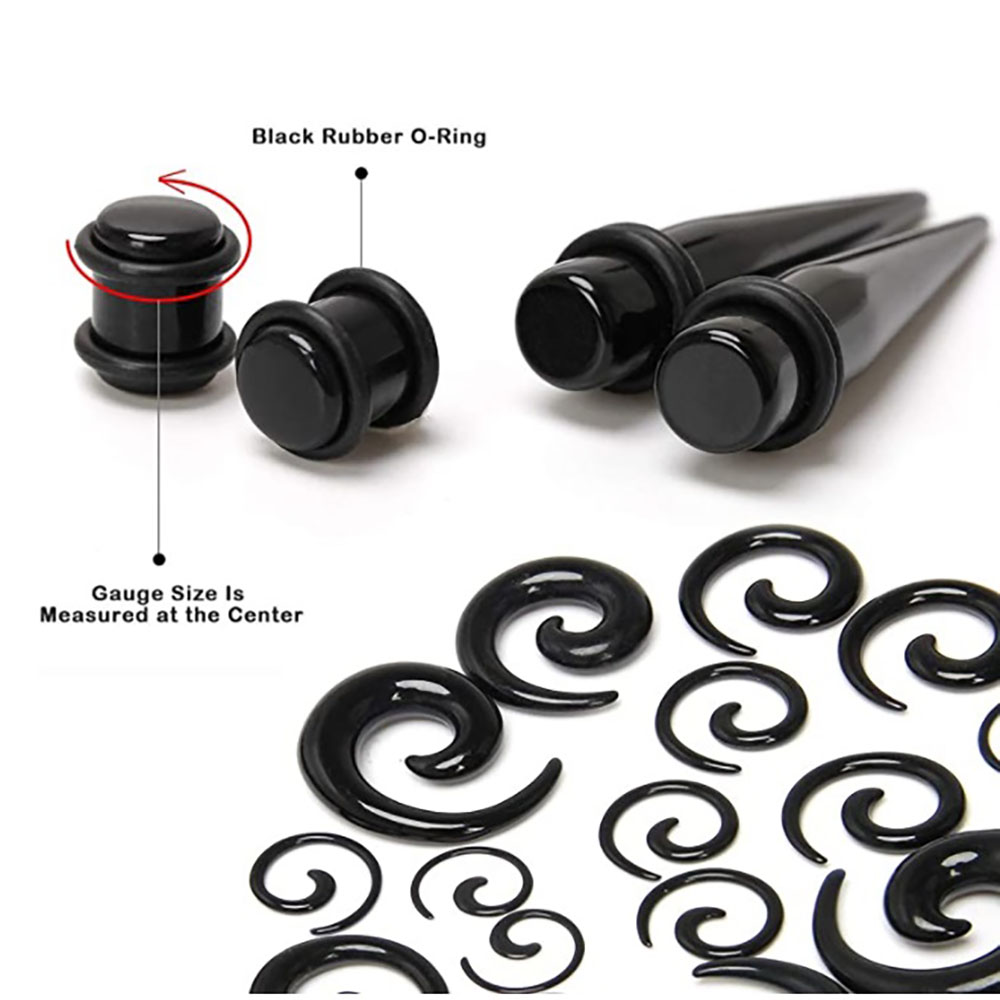 1 ชุดหู TAPER Kit สีดําหูเกลีย - Body Jewelry Tunnels บทวิจารณ์และราคา