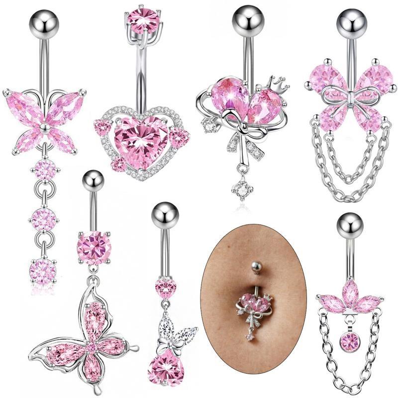 แหวนเจาะสะดือคริสตัลสีชมพูแฟชั - Body Jewelry Tunnels บทวิจารณ์และราคา