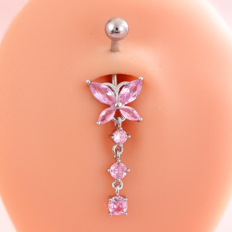 แหวนเจาะสะดือคริสตัลสีชมพูแฟชั - Body Jewelry Tunnels บทวิจารณ์และราคา