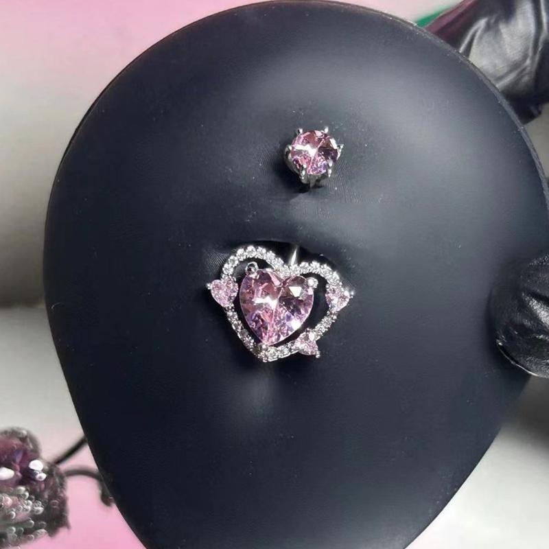 แหวนเจาะสะดือคริสตัลสีชมพูแฟชั - Body Jewelry Tunnels บทวิจารณ์และราคา