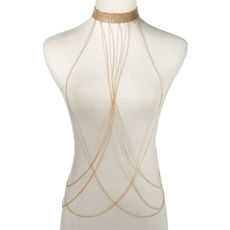 ทองสีBody Chainผู้หญิงRhinesto - Body Jewelry Women บทวิจารณ์และราคา