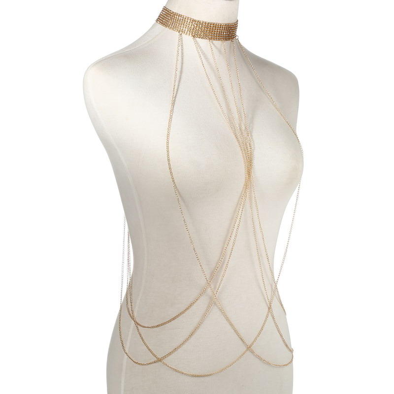 ทองสีBody Chainผู้หญิงRhinesto - Body Jewelry Women บทวิจารณ์และราคา