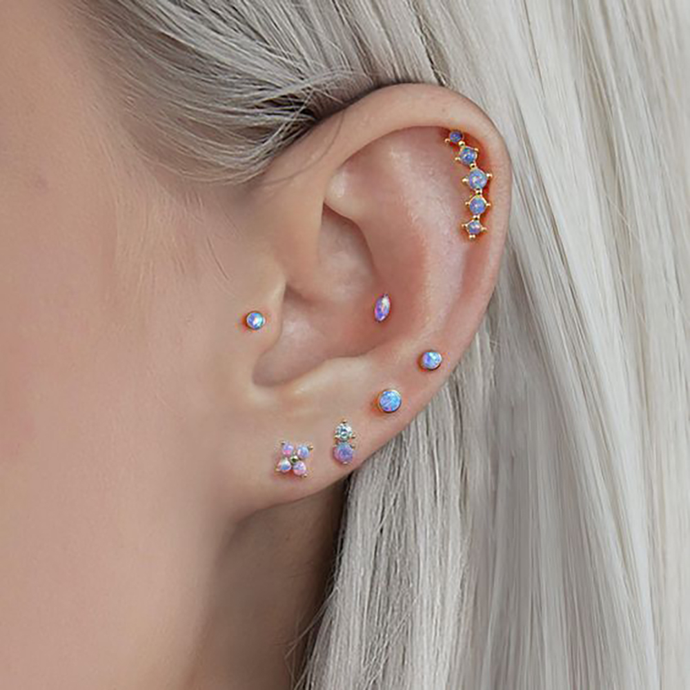 1PC สแตนเลสสตีลโอปอลดอกไม้หู T - Body Jewelry Labret บทวิจารณ์และราคา
