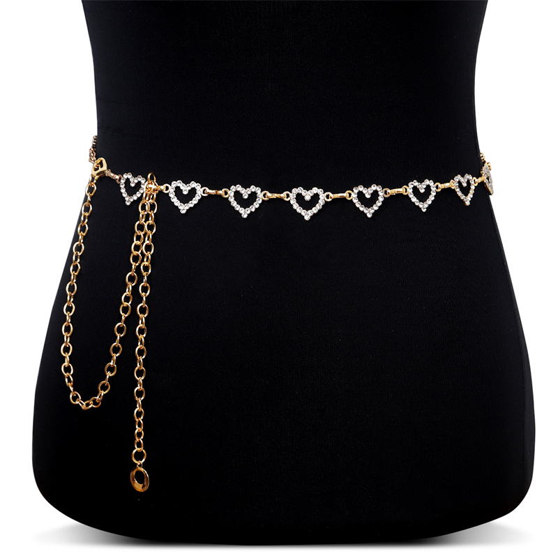 เข็มขัดคาดเอวรูปหัวใจประดับเพช - Body Jewelry Women บทวิจารณ์และราคา