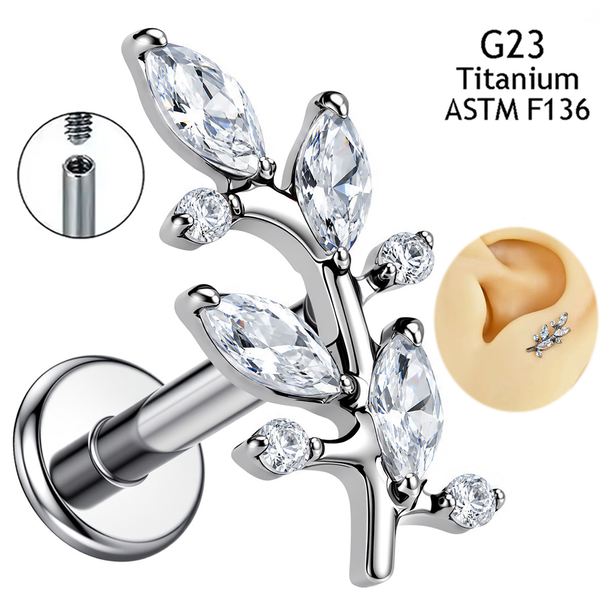 จิวห้อยหูแบบเกลียว วัสดุไทเทเน - Body Jewelry Implant Grade บทวิจารณ์และราคา