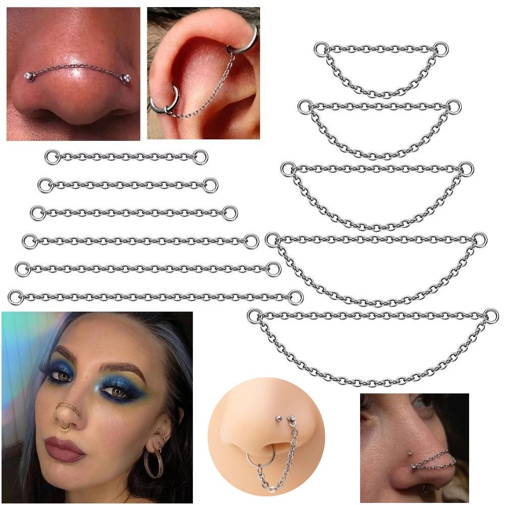 โซ่จมูกไทเทเนียมแฟชั่น โซ่คู่  - Body Jewelry Labret บทวิจารณ์และราคา
