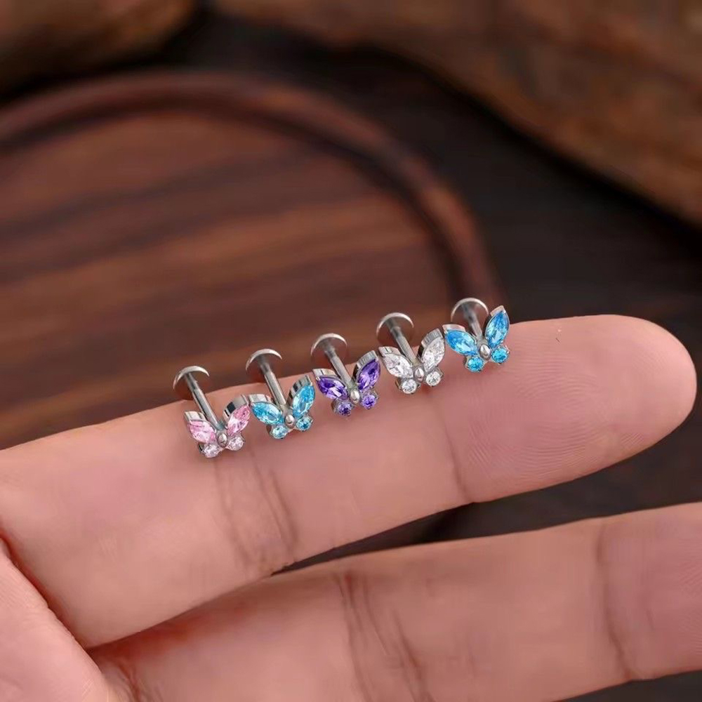 จิวเจาะริมฝีปากแบบผีเสื้อ ไทเท - Body Jewelry Labret บทวิจารณ์และราคา