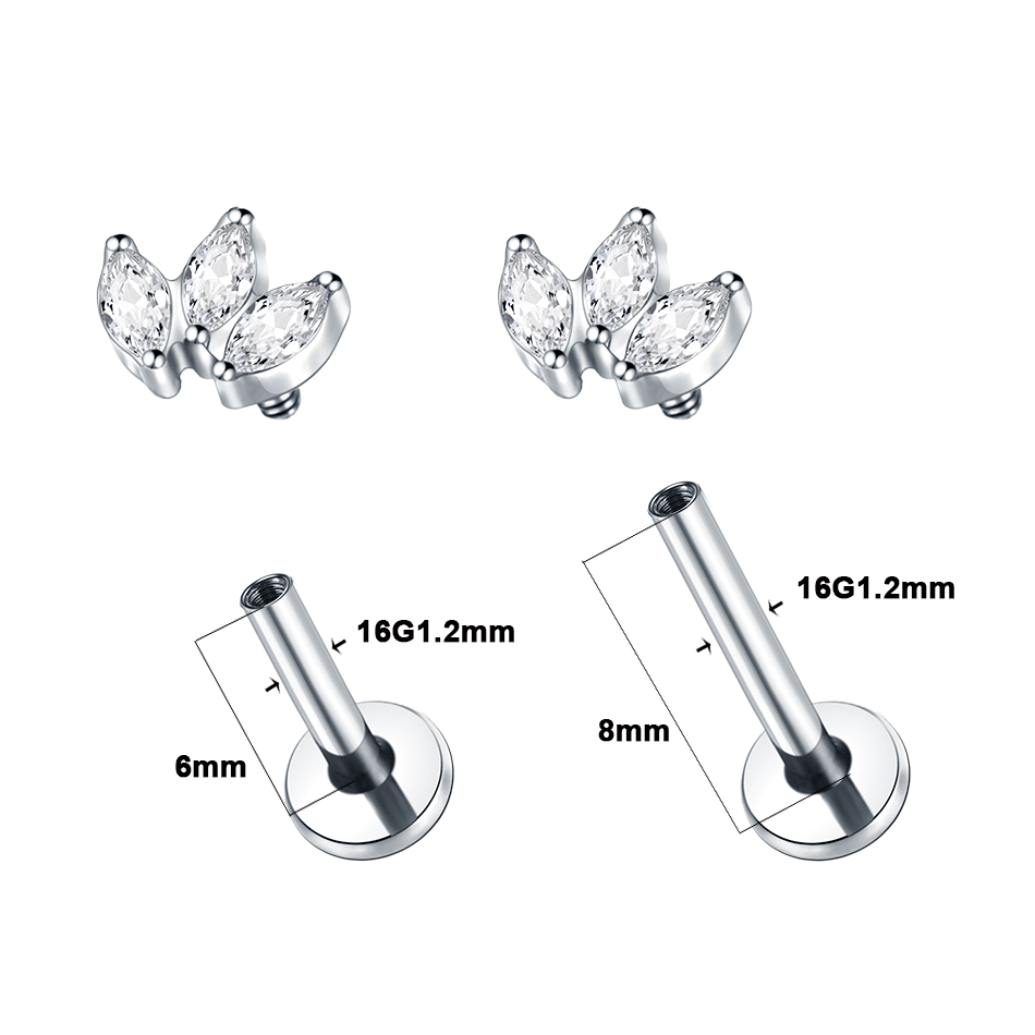 1 PC Labret Piercing ไทเทเนียม - Body Jewelry Labret บทวิจารณ์และราคา