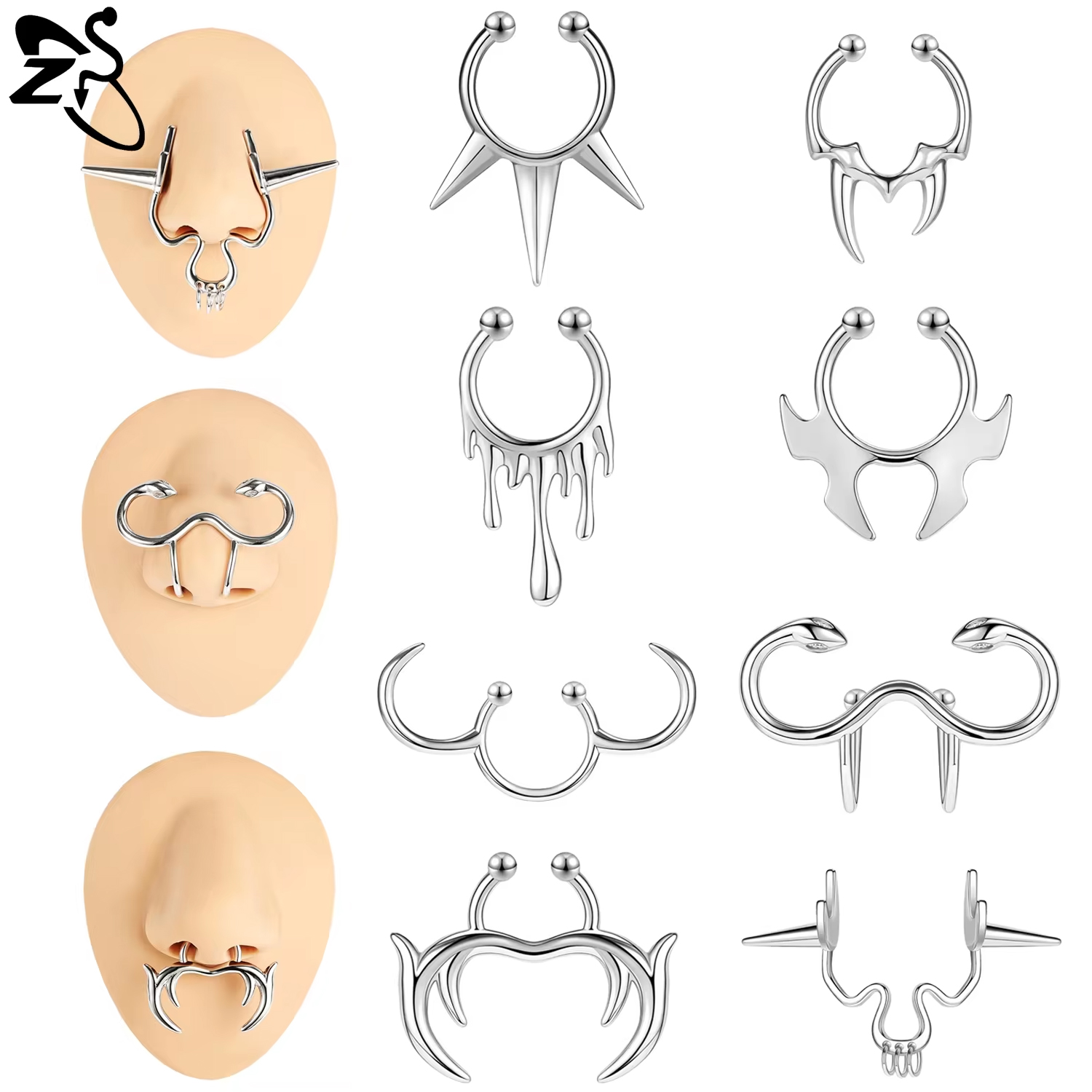 ZS แหวนติดผนังปลอมสไตล์พังก์สำ - Body Jewelry Tunnels บทวิจารณ์และราคา