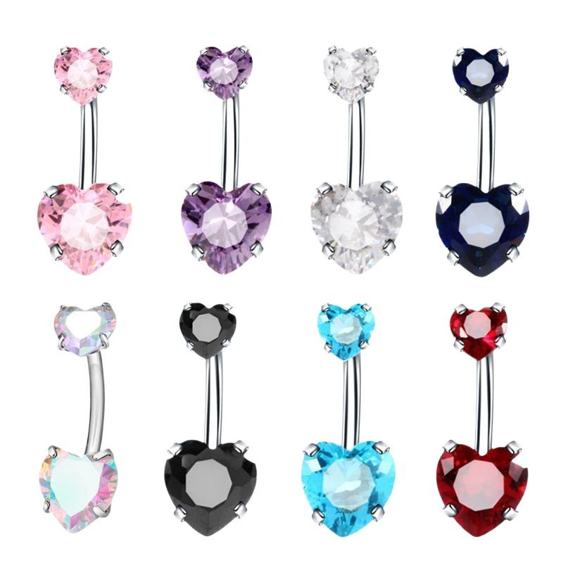 แหวนสะดือดีไซน์หัวใจเงางาม คริ - Body Jewelry Tunnels บทวิจารณ์และราคา