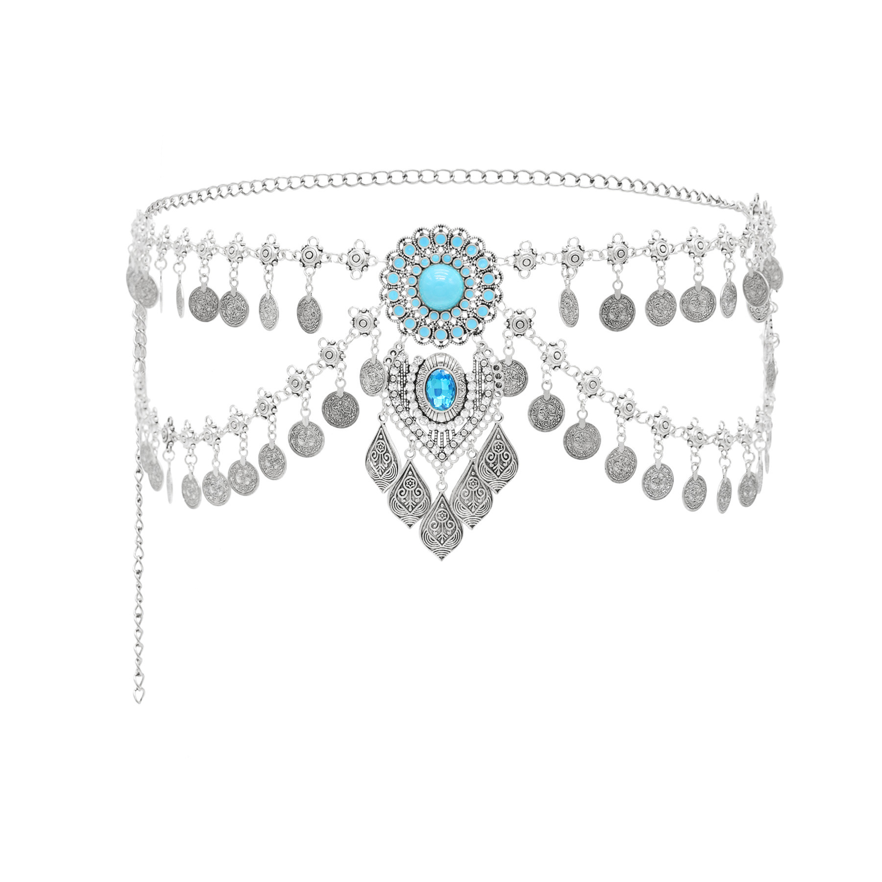 สร้อยคาดเอวสีเทอร์ควอยส์เทียมป - Body Jewelry Online บทวิจารณ์และราคา