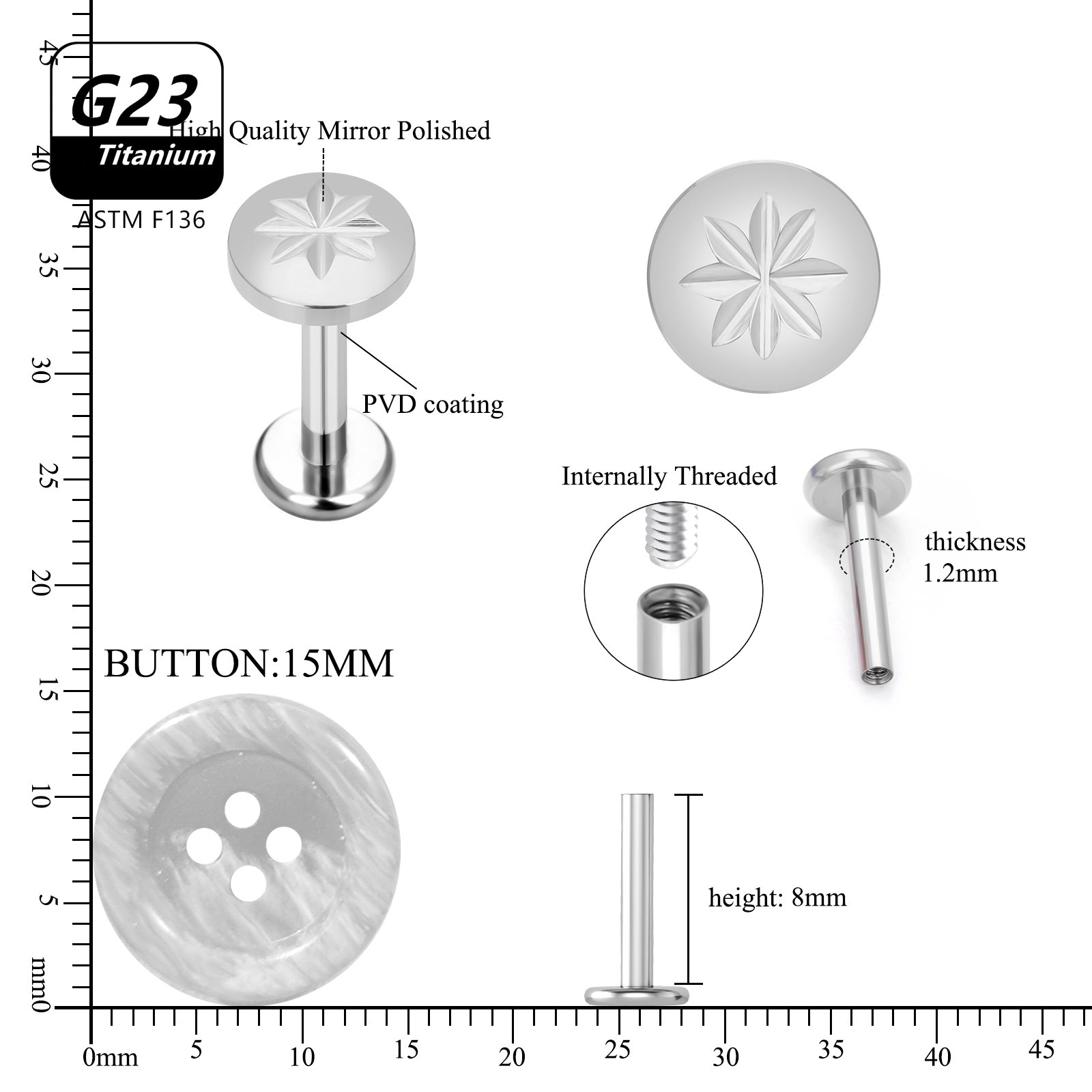 10ชิ้น16กรัม G23ไทเทเนียมสตั๊ด - Body Jewelry Labret บทวิจารณ์และราคา
