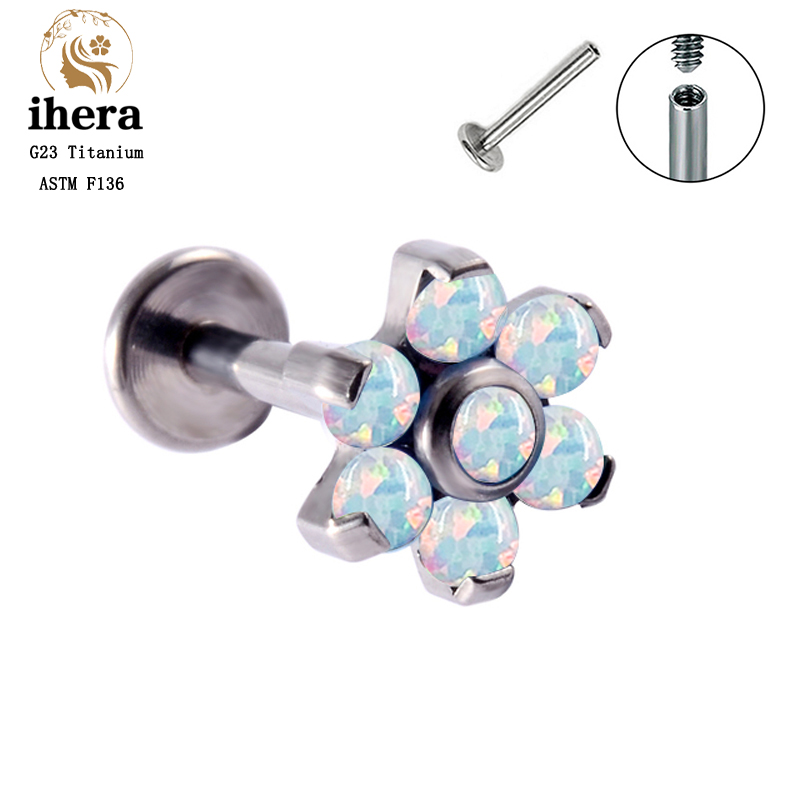 ต่างหูไทเทเนียม G23 ประดับโอปอ - Body Jewelry Labret บทวิจารณ์และราคา