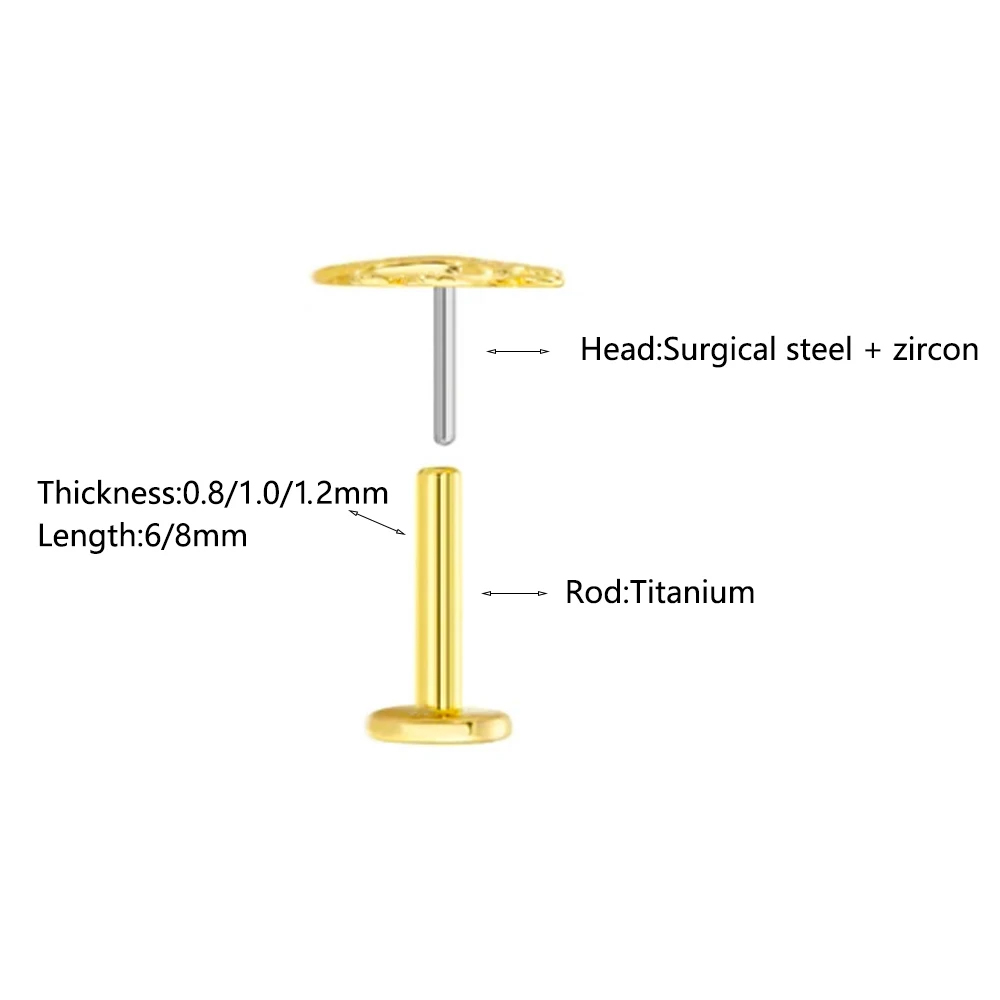 ASTM F136 G23 ไทเทเนียมรูปหัวใ - Body Jewelry Labret บทวิจารณ์และราคา