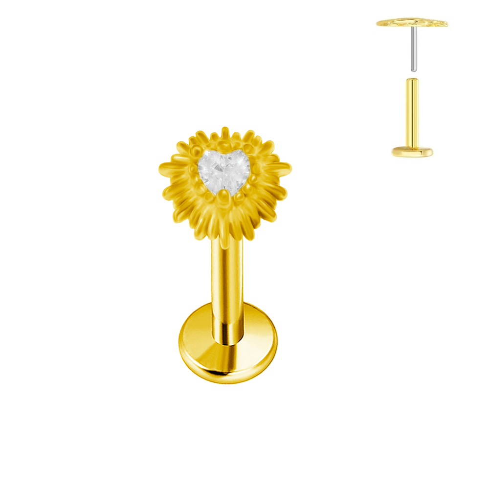 ASTM F136 G23 ไทเทเนียมรูปหัวใ - Body Jewelry Labret บทวิจารณ์และราคา